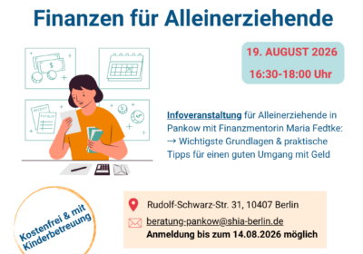Finanzen für Alleinerziehende am 19.08.2026 von 16:30-18:00 Uhr