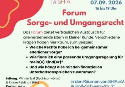 Forum Sorge- und Umgangsrecht am 07.09.2026 von 16:00 – 19:00 Uhr